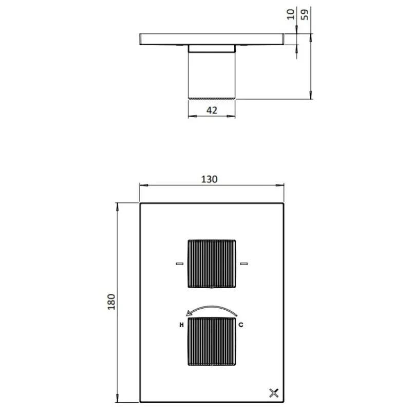 Crosswater Crossbox Limit 2 Oulet Trim & Valves Chrome detail view - Image 2
