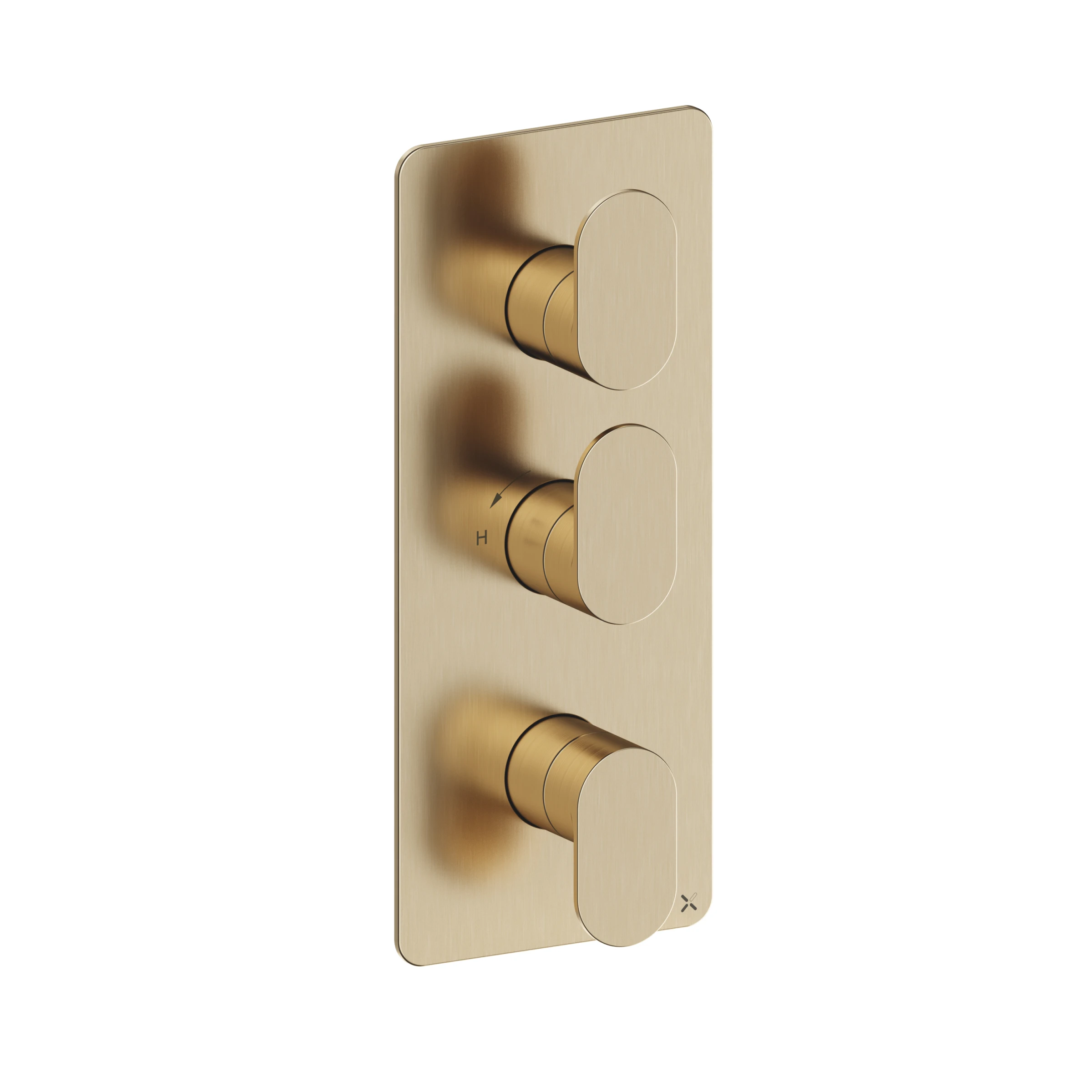 Crosswater Drift 2 Outlet 3 Handle Portrait Valve & Trimset Brushed Brass