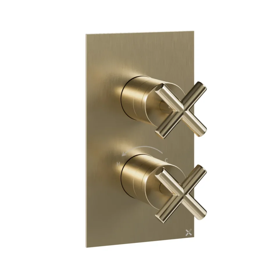 Crosswater MPRO Crosshead 2 Handle Trimset (must be paired with WLBP1000R or WLBP25X3R) Brushed Brass product image - Image 1