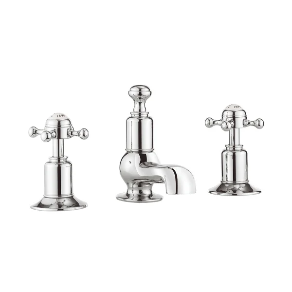 Crosswater Belgravia Crosshead 3 Tap Hole Basin Mixer Chrome