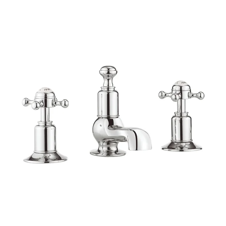Crosswater Belgravia Crosshead 3 Tap Hole Basin Mixer Chrome product image - Image 1