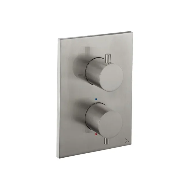 Crosswater Crossbox MPRO 3 Outlet Trim & Levers Brushed Nickel detail view - Image 1
