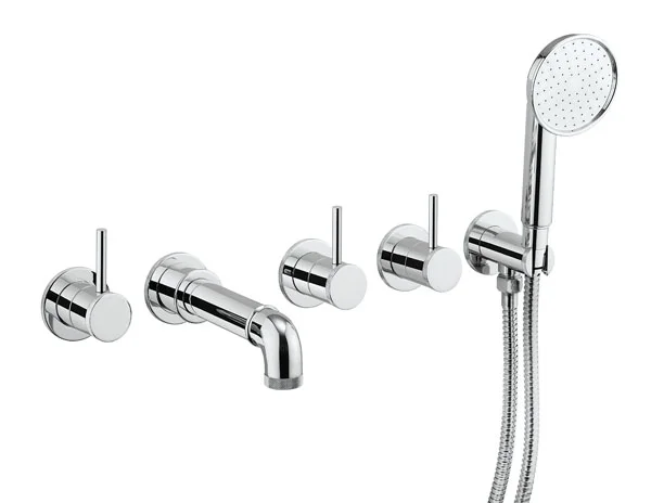 Crosswater MPRO Industrial 5 Hole Bath Filler with Spout & Handset Chrome