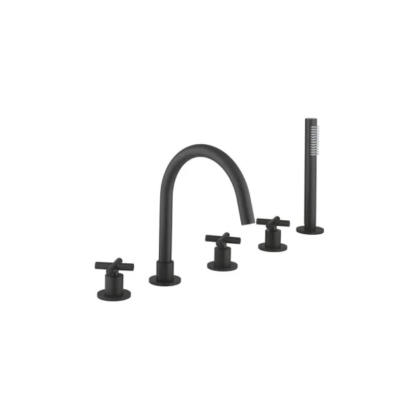 Crosswater MPRO Crosshead 5 Hole Bath Shower Mixer with Kit Matt Black