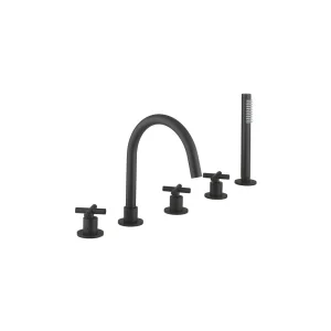Crosswater MPRO Crosshead 5 Hole Bath Shower Mixer with Kit Matt Black