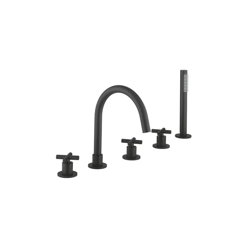Crosswater MPRO Crosshead 5 Hole Bath Shower Mixer with Kit Matt Black product image - Image 1