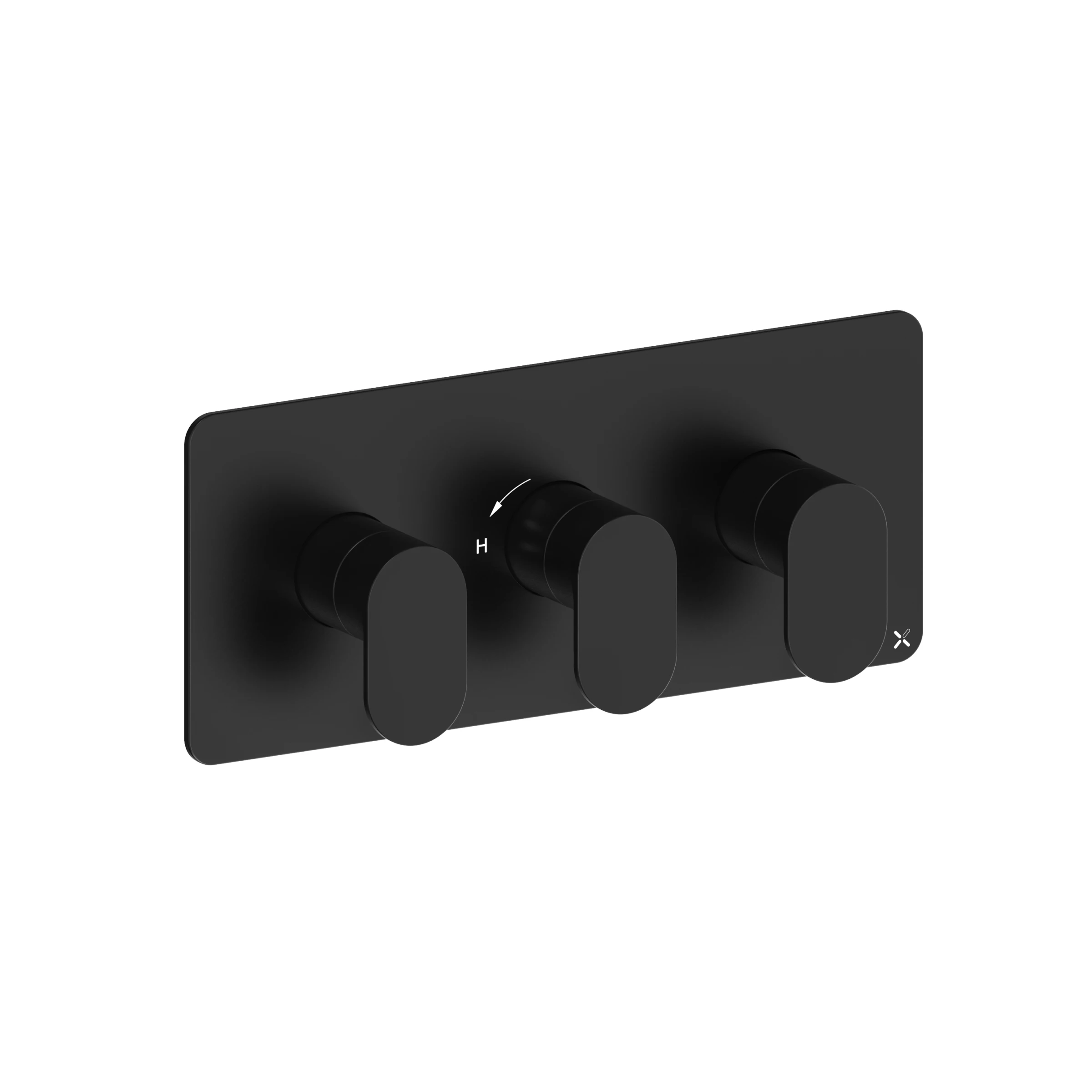 Crosswater Drift 2 Outlet 3 Handle Landscape Valve & Trimset Matt Black