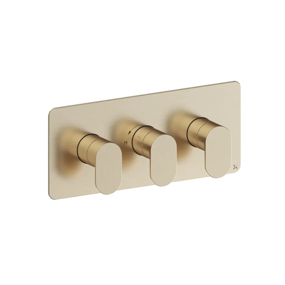 Crosswater Drift 2 Outlet 3 Handle Landscape Valve & Trimset Brushed Brass product image - Image 1