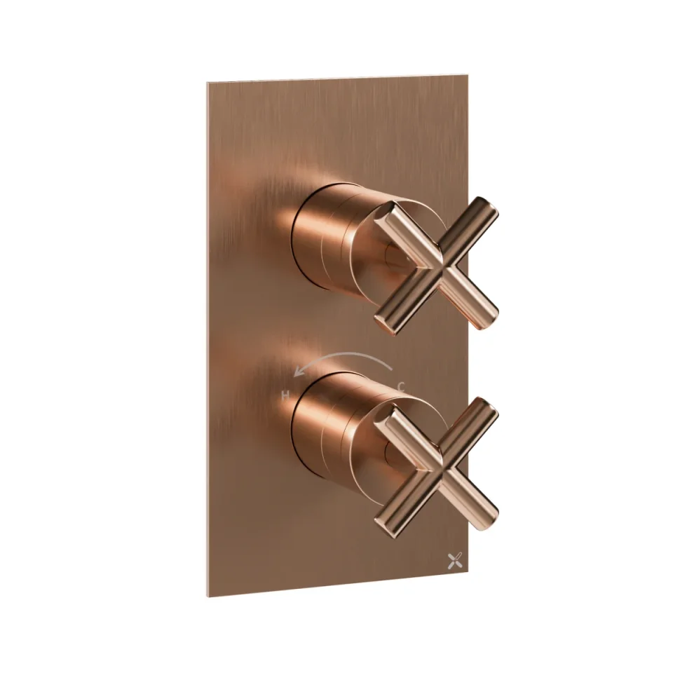 Crosswater MPRO Crosshead 2 Handle Trimset (must be paired with WLBP1000R or WLBP25X3R) Brushed Bronze product image - Image 1