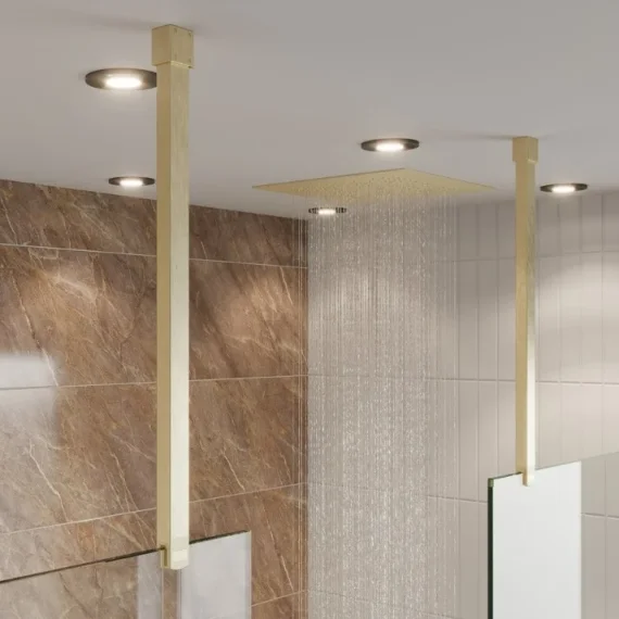 Crosswater MPRO Stream 380 x 380 Recessed Shower Head Brushed Brass detail view - Image 2