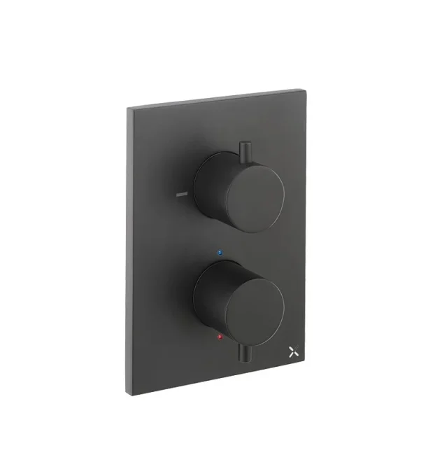 Crosswater Crossbox Mpro 1 Outlet Trim & Levers Matt Black detail view - Image 1
