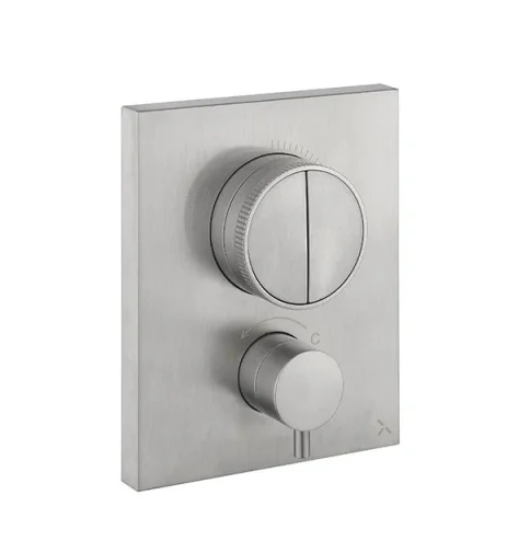 Crosswater Crossbox Push Mpro 2 Outlet Trim & Levers Stainless Steel Effect detail view - Image 2