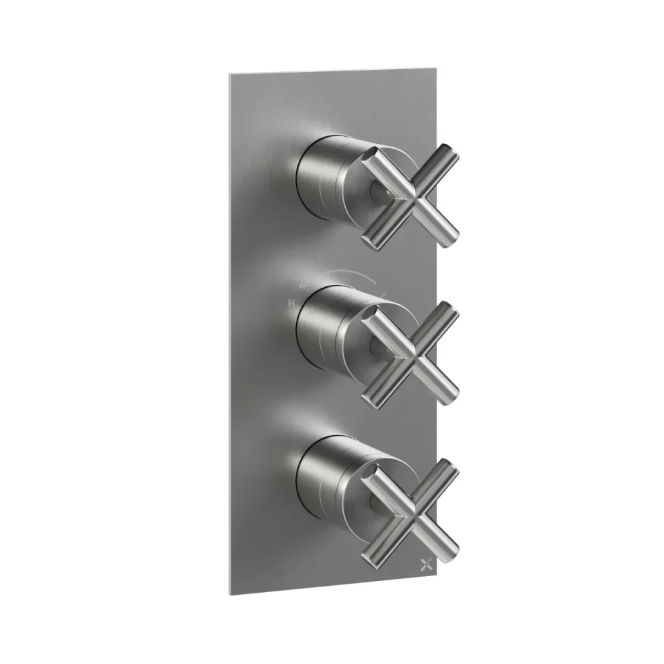 Crosswater MPRO Crosshead 3 Handle Trimset (must be paired with WLBP2000R or WLBP3000R) Brushed Nickel product image - Image 1