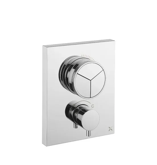 Crosswater Crossbox Push Mpro 3 Outlet Trim & Levers Chrome detail view - Image 2