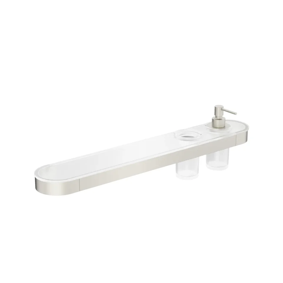 Crosswater Velo Tray Soap Dispenser & Tumbler Holder Brushed Nickel product image - Image 2