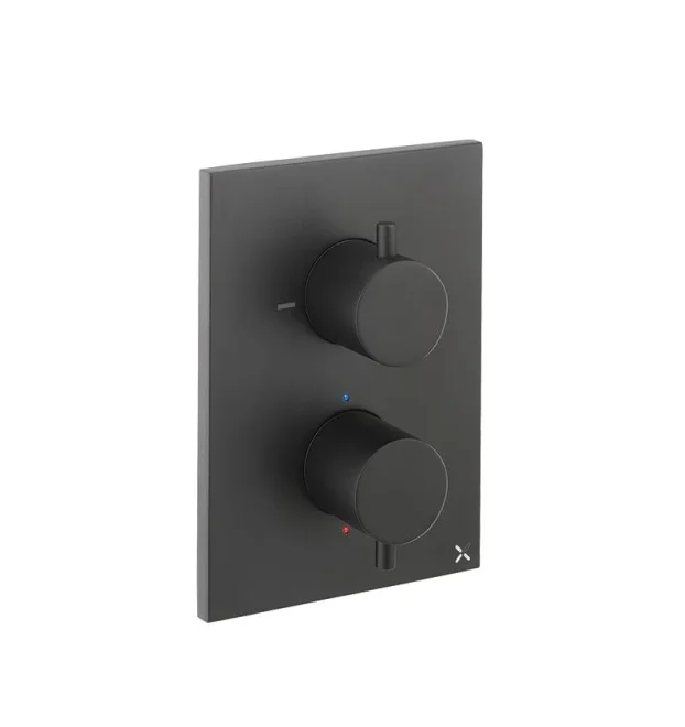 Crosswater Crossbox Mpro 2 Outlet Trim & Levers Matt Black detail view - Image 2
