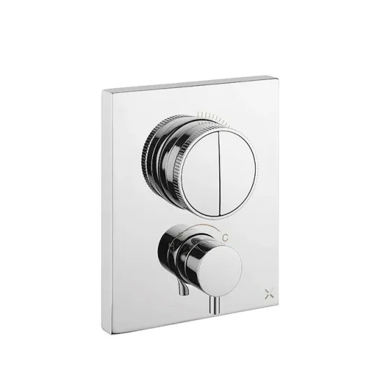 Crosswater Crossbox Push Mpro 2 Outlet Trim & Levers Chrome detail view - Image 1
