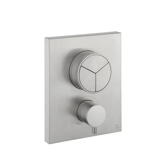 Crosswater Crossbox Push Mpro 3 Outlet Trim & Levers Stainless Steel Effect detail view - Image 2