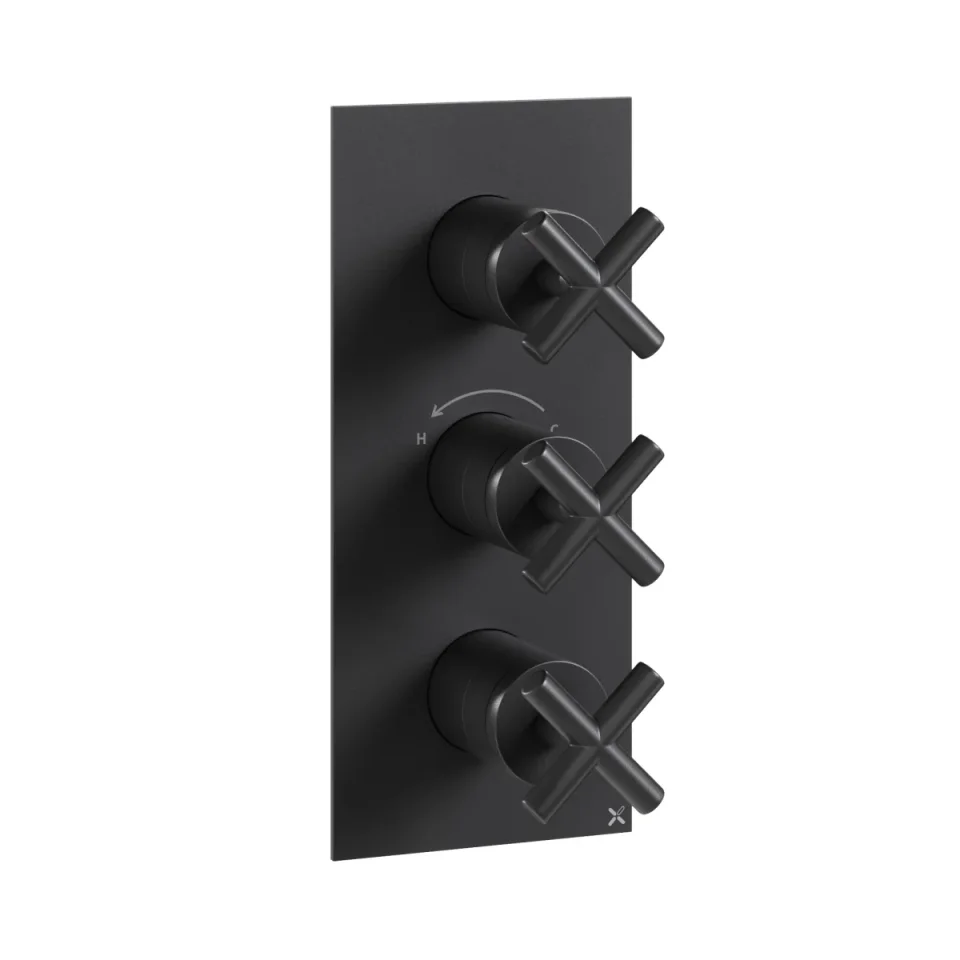 Crosswater MPRO Crosshead 3 Handle Trimset (must be paired with WLBP2000R or WLBP3000R) Matt Black product image - Image 1