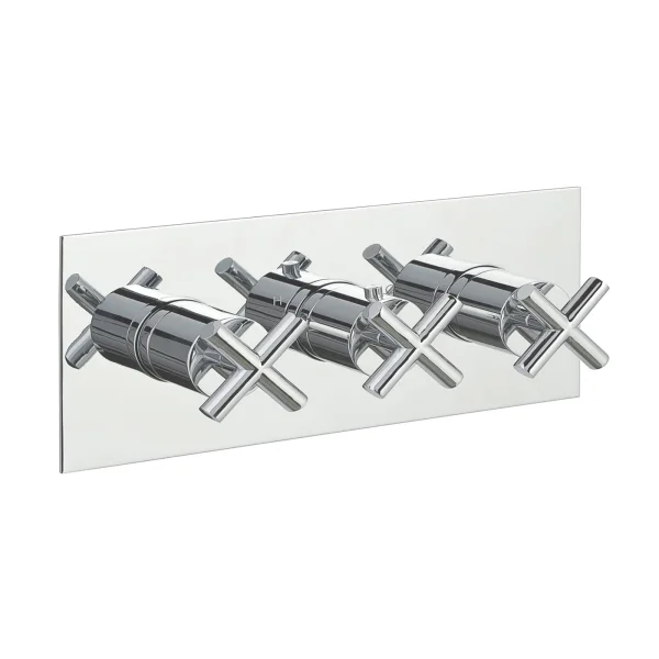 Just Taps Solex Thermostatic Concealed 2 Outlet Shower Valve Horizontal Chrome