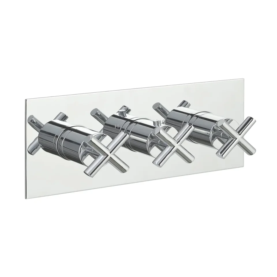 Just Taps Solex Thermostatic Concealed 2 Outlet Shower Valve Horizontal Chrome detail view - Image 1