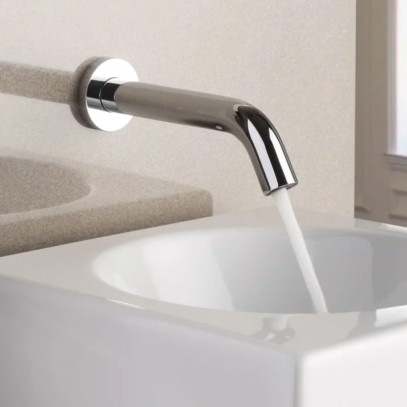 Just Taps React Sensor Wall Spout Mains And Battery Operated Chrome detail view - Image 1