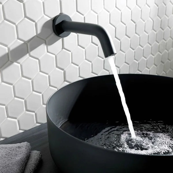 Just Taps React Sensor Wall Spout Mains And Battery Operated Matt Black