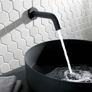 Just Taps React Sensor Wall Spout Mains And Battery Operated Matt Black