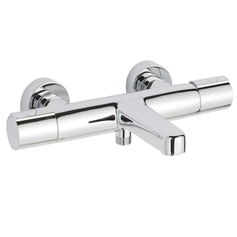 Just Taps Hugo Wall Mounted (With Flanges) Thermostatic Bath Shower Mixer Chrome detail view - Image 1