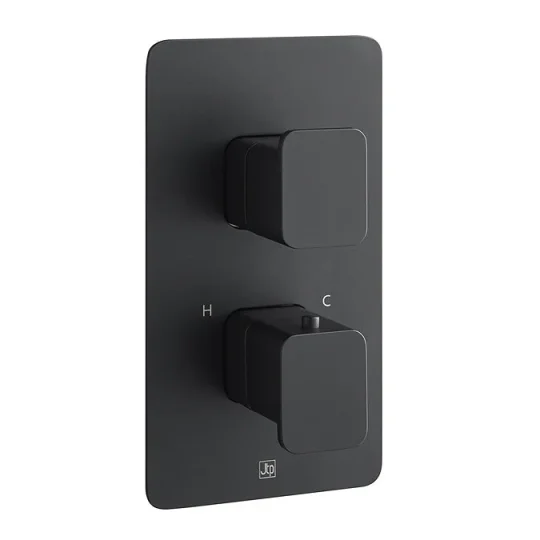 Just Taps Hix Thermostatic Shower Valve Single Option Matt Black detail view - Image 4