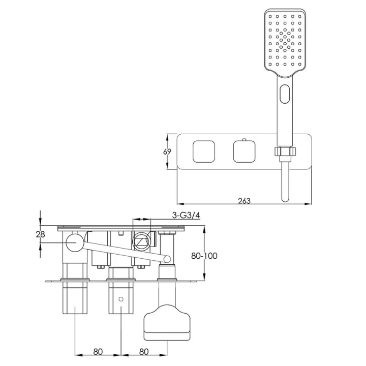 Just Taps Hix Thermostatic Concealed 2 Outlet Shower Valve detail view - Image 4