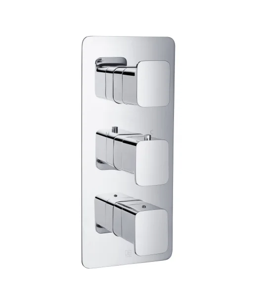 Just Taps Hix Thermostatic Concealed Valve 3 Handle 3 Option Chrome