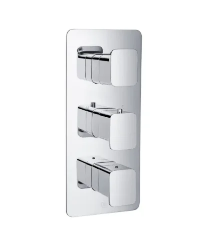 Just Taps Hix Thermostatic Concealed Valve 3 Handle 3 Option Chrome detail view - Image 1