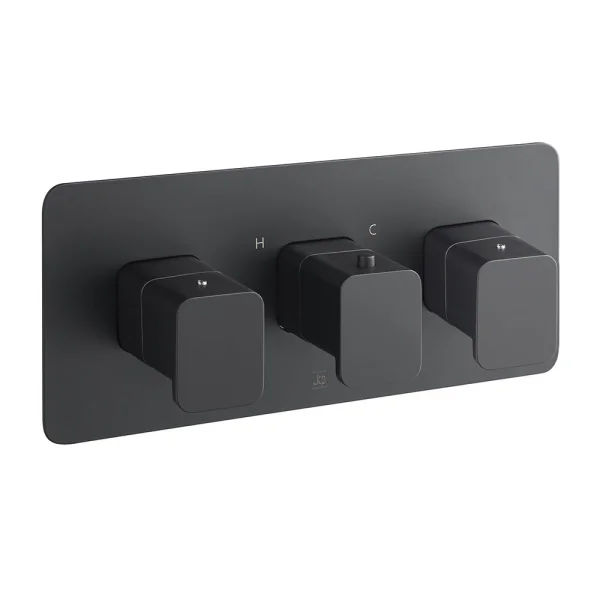 Just Taps Hix Thermo Valve 3 Option 3 Handle Horizontal Matt Black