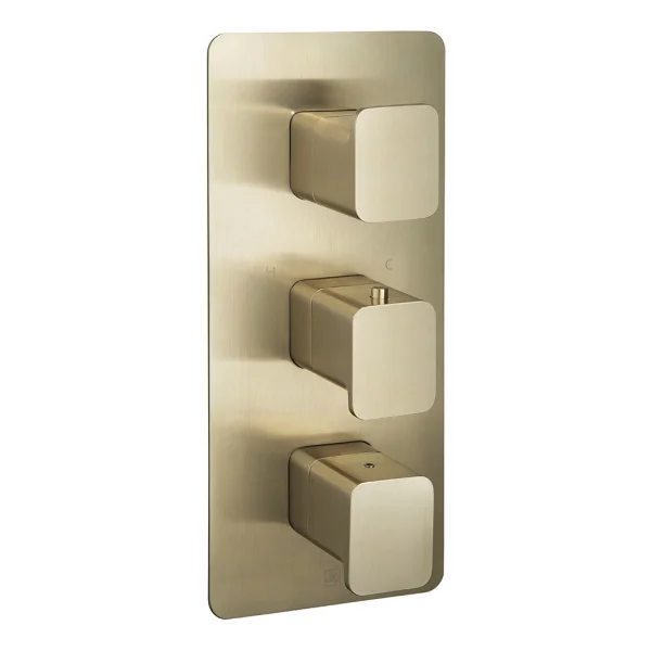 Just Taps Hix Thermo Valve 3 Option 3 Handle Vertical Brushed Brass