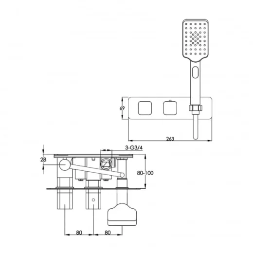 Just Taps Hix Thermostatic Concealead 1 Outlet Shower Valve detail view - Image 4