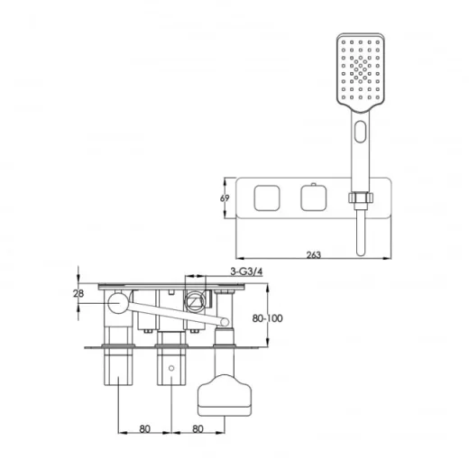 Just Taps Hix Thermostatic Concealead 2 Outlet Shower Valve Brushed Black detail view - Image 4