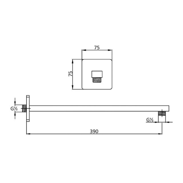 Just Taps Hix Square Shower Arm Chrome detail view - Image 6