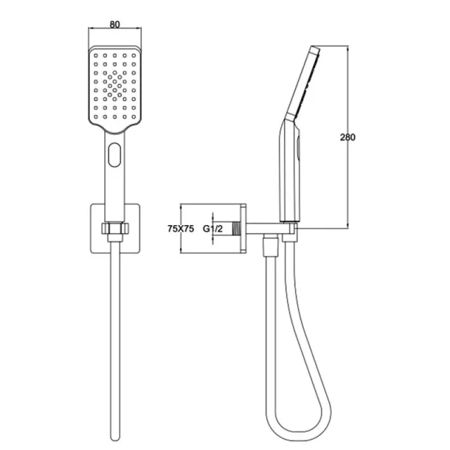 Just Taps Hix Square Shower Set Chrome detail view - Image 4