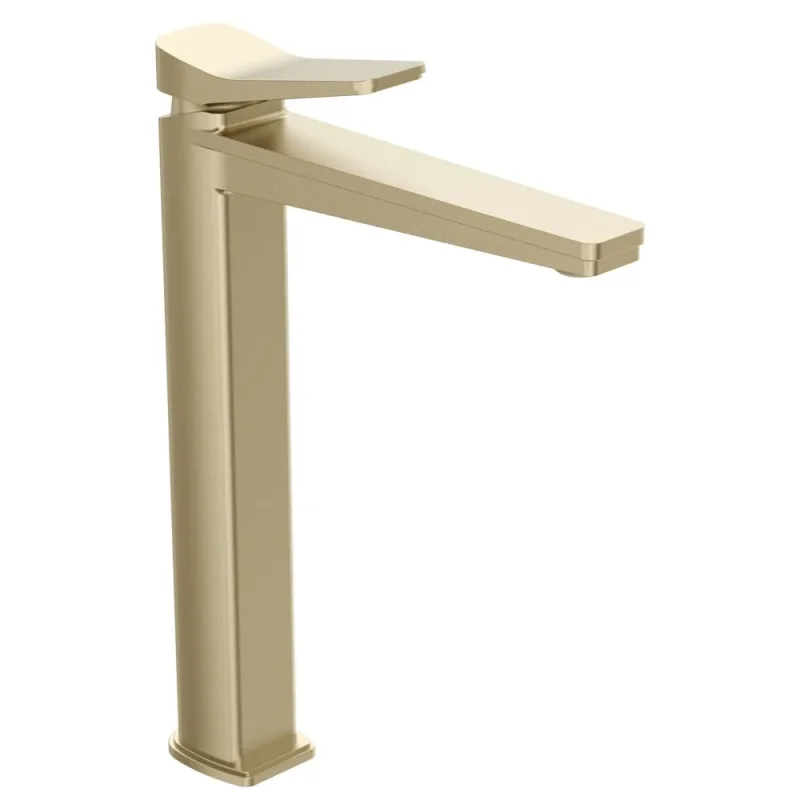 Just Taps Hix Tall Single Lever Basin Mixer Brushed Brass detail view - Image 1
