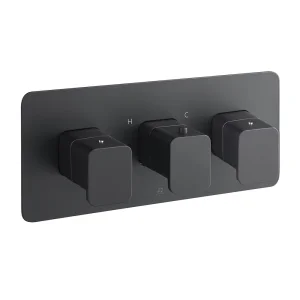 Just Taps Hix Thermo Valve 2 Option 3 Handle Horizontal Matt Black