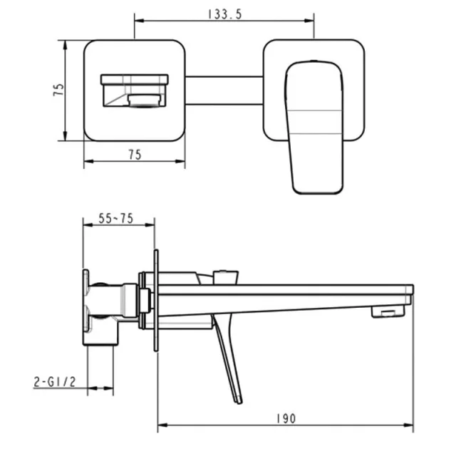 Just Taps Hix Single Lever Wall Mounted Basin Mixer Chrome detail view - Image 4