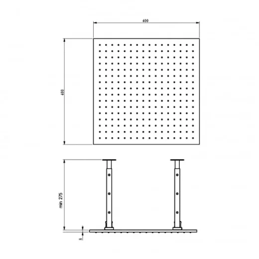Just Taps Hix Shower Head 400mm Matt Black detail view - Image 6