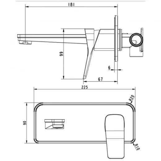 Just Taps Hix Single Lever Wall Mounted Basin Mixer Brushed Black detail view - Image 4