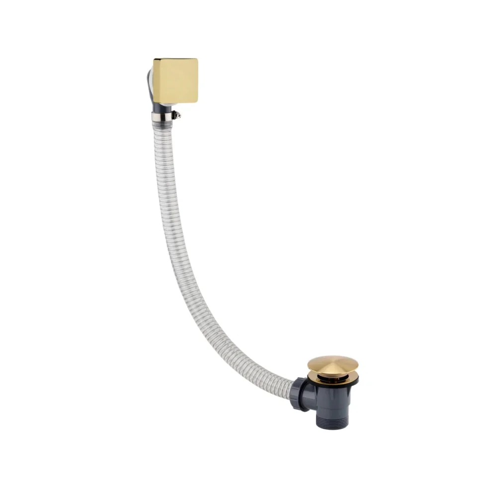 Just Taps Hix Click Clack Bath Waste Brushed Brass detail view - Image 1