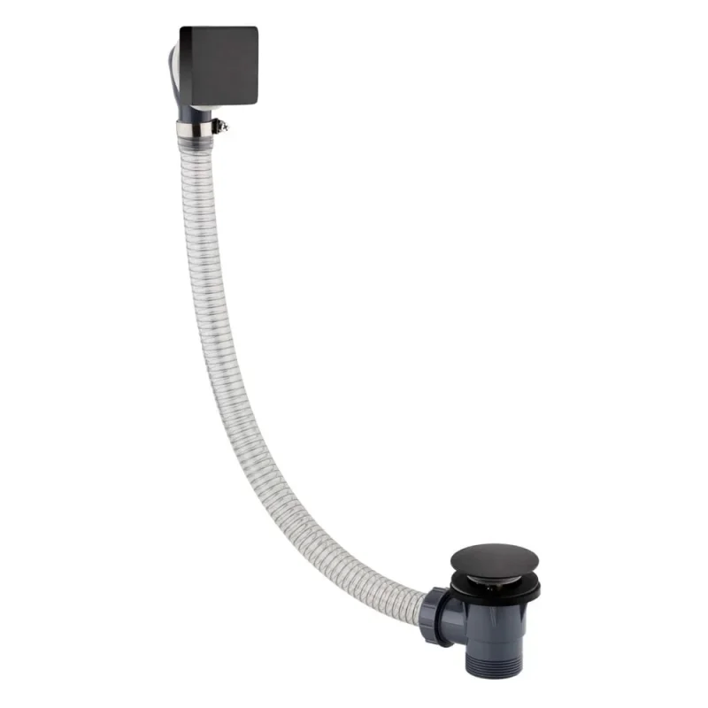 Just Taps Hix Click Clack Bath Waste Matt Black detail view - Image 1