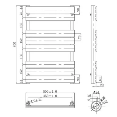 Just Taps Hix Radiator Brushed Black 800 X 500 detail view - Image 6