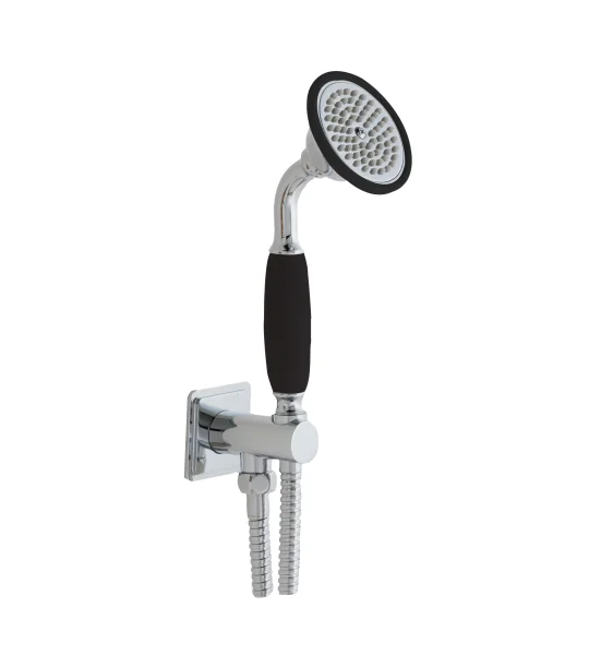 Just Taps Grosvenor Water Outlet And Holder With Black Hand-Shower Chrome