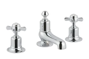 Just Taps Grosvenor Pinch Three Hole Deck Mounted Basin Mixer Chrome