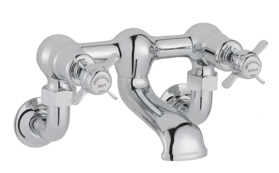 Just Taps Grosvenor Pinch Wall Mounted Bath Filler Chrome detail view - Image 1